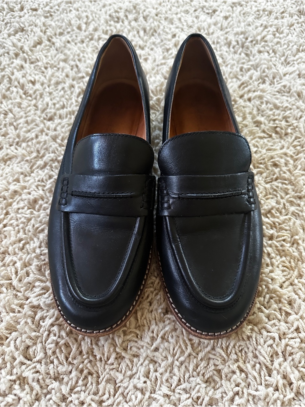 Madewell Black Leather Penny Loafers size 8
